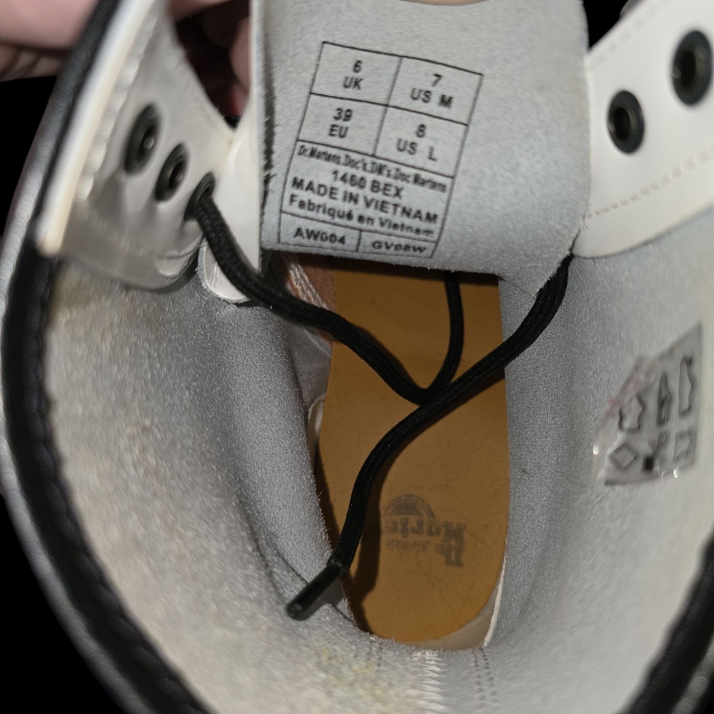 Dr. Martens White Patent Leather Combat Boots - Picture 2 of 3